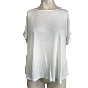 WHYCI MILANO White Linen Blend Dolman Sleeve Tunic Top Women.            's